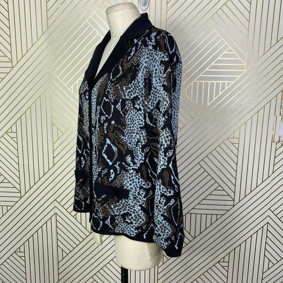 Exclusively Misook Cheetah Snake Animal Print Sweater Blazer Petite Size‎ Large - Picture 5 of 12